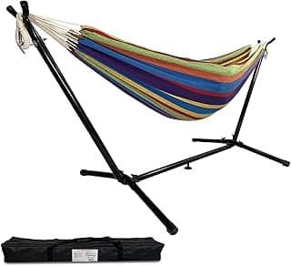 Highwild Double Hammock with Steel Stand - Max 600 Lbs (B- Blue/Purple)
