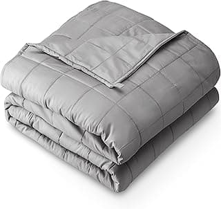 Bare Home Weighted Blanket All-Natural 100% Cotton with Nontoxic Glass Beads 48"x72" 15lbs, Light Grey