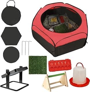 Brooder Box for Chick Starter Kit - 2025 Upgrade Dual Door Chick Brooder Pen/Playpen/Tent with 10 * 10 in Brooder Heating Plate,Nesting Pad,Chicken Feeder＆Waterer,Chick Perch Up to 15 Chick,Duck,Quail