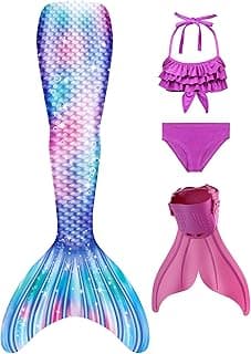 DNFUN Mermaid Tails for Swimming for Girls Monofin Mermaid Swimsuit image