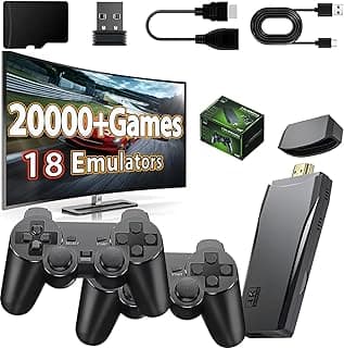 Wireless Retro Game Console Stick, Nostalgia Gaming Stick, Plug & Play TV Video Gaming Stick with 20000+ Games Built-in, 18 Retro Emulators, 4K HDMI Output, 2 2.4G Wireless Controllers- 64G image