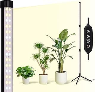 Grow Lights for Indoor Plants, 20-50" Expandable Full Spectrum Plant Light with Auto Timer and 10 Level Dimmable, T10 40W 162 LEDs Standing Plant Grow Light Vertical Floor Plant Light image