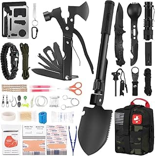 146Pcs Survival First Aid Kit, Car Emergency Trauma Kit with Military Grade Survival Tools, Medical Supplies & Fishing Gear, for Camping, Travel, Earthquake, Gifts for Men & Women Outdoor Adventures