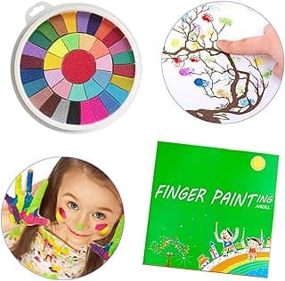 rohxizw 9" Large Ink Pads, 36 Colors Plus Funny Finger Painting Kit and Book, Washable & Non Toxic Magic Paint Set for Kids, Watercolor Painting Book for DIY Painting, School Painting Supplies