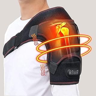 Heated Shoulder Wrap for Men Women, Upgrade Electric Heating Pad Massager with 3 Vibration and Heat Settings and Timer, Shoulder Braces for Rotator Cuff, Joint Capsule, Muscles Pain Relief image