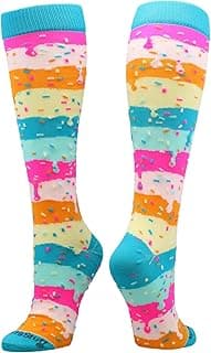 Rainbow Sprinkles Socks for Soccer Softball Girls Boys Women Youth Adult Over the Calf Fun Bright image