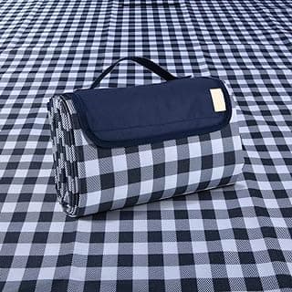 Outdoor Picnic Blanket, XL Foldable Waterproof Sand Beach Mat, Extra Large 80x80in for Beach Camping Hiking Travel Family Concerts Portable Beach Blankets（Darke Blue）
