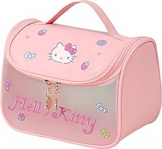 Cute Toiletry Bag for Women Girls, PU Leather Translucent Waterproof Makeup Cosmetic Bag, Travel Makeup Bag Organizer image