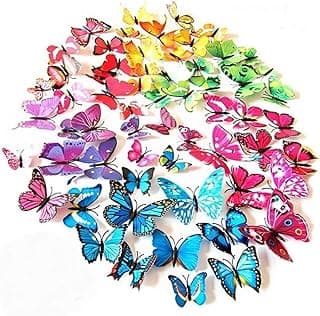 72 Pcs 6 Packs Beautiful 3D Butterfly Wall Decals Removable DIY Home Decorations Art Decor Wall Stickers & Murals for Babys Bedroom TV Background Living Room (72 pcs in 6 Colors) image