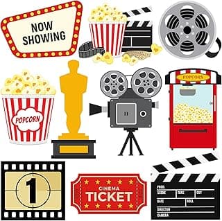 40 Pcs Movie Night Cutouts for Kids' Party - Movie Photo Prop - Movie Night Party Decorations image