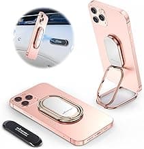 MINDSKY Phone Ring Holder Finger Kickstand Retractable 360°Rotation Ultra-Thin Cell Phone Back Grip Foldable Cellphone Stand for iPhone iPad Smartphones Tablets (with Universal Magnetic Car Mount) image