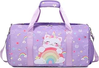 Dance Bag for Girls Ballet Bag Duffle Bag Sports Gymnastic Bag Travel Bag for Sleepover Overnight Bag with Shoe Compartment and Wet Pocket（Unicorn Cat） image
