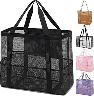 Mesh Beach Bag, Extra Large Beach Tote with Zipper Pocket Pool Bag for Cruise/Swim/Vacation Essentials image