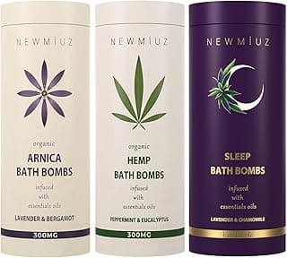 Deep Sleep Lavender, Hemp, Peppermint, Arnica Oil, Eucalyptus Fizzing Bubble Bath Bombs Pack of 3 image