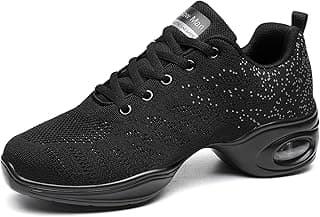 Women's Jazz Shoes Lace-up Sneakers - Breathable Air Cushion Lady Split Sole Athletic Walking Dance Shoes Platform