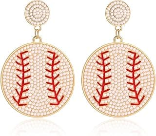 Baseball Earrings for Women Baseball Stud Earrings for Mom Rhinestone Baseball Jewelry Gifts for Teen Girls image