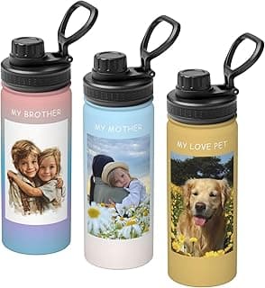 Personalized Insulated Water Bottle Custom 18 oz Stainless Steel Sports Thermos Water Bottle with Photo Name Text for Women Men Dad Mom