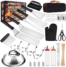 142Pcs Griddle Accessories Kit, BBQ Grill Tools, Flat Top Grill Accessories Kit for Camping, Barbecue Outdoor Indoor Grill Set, TIMDAM Portable Grill Utensils with Spatulas, Scraper, Skewers image