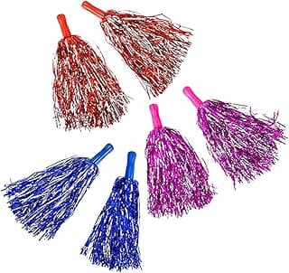 Tinsel Pom Pom, 16.5", Cheerleader Pom Poms, Cheerleading Dance Squad Spirited Fun Pom Poms, Party Decorations (1 Set (2 Pom Poms)) image