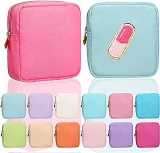 Umigy 12 Pcs Preppy Cosmetic Bags Nylon Mini Makeup Bags Bulk Waterproof Cute Travel Pouch Purse for Her Gifts DIY Daily Use Storage Organizer (Colorful Style) image