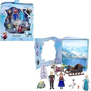Mattel Disney Frozen Toy Set with 6 Key Characters, Classic Storybook Playset, 4 Small Dolls, 2 Figures & Accessories, Inspired by the Movie