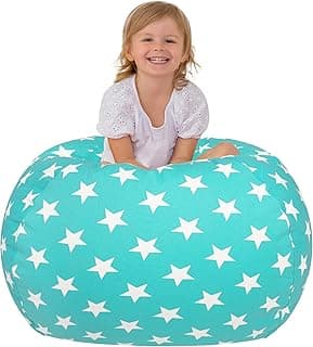 Aubliss Stuffed Animal Bean Bag Storage Chair (Aqua Star, Medium (32''))