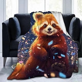 SARA NELL Cute Happy Red Panda on Magic Space Flannel Throw Blanket, Soft Plush Panda Gifts for Girls Boys, Kids Funny Animal Print Birthday Ideas, 60 in x 50 in