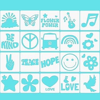20 Pcs Stencil for Painting Peace and Love Stencil Plastic Paint Stencils Reusable DIY Drawing Template Motivational Art Stencils for Crafts Home Decor on Wood, Canvas, Paper, Fabric, Walls, Furniture image