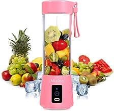 Portable Blender, Personal Size Eletric USB Juicer Cup, Fruit, Smoothie, Baby Food Mixing Machine Magnetic Secure Switch 14 oz (Pink) image