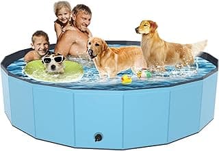 Foldable Dog Pool, YSJILIDE Portable PVC Dog Pet Swimming Pool, Collapsible Plastic Dog Bath for for Large Medium Small Dogs & Kids (XXXL-79"x 16" Blue image