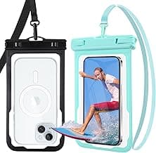 2 Pack Waterproof Phone Pouch, Up to 7.2" Waterproof Phone Case for iPhone 15 14 13 12 Pro Max Samsung Google, IPX8 Cellphone Dry Bag for Snorkeling Kayaking Cruise Beach Vacation, Black+Green image