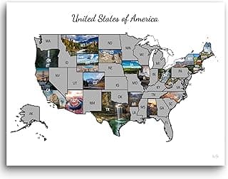 US Scratch Off Map Poster with Photos Underneath of all 50 States Scratch Off Map in the USA Map of Travels Poster 32 x 24 Inches