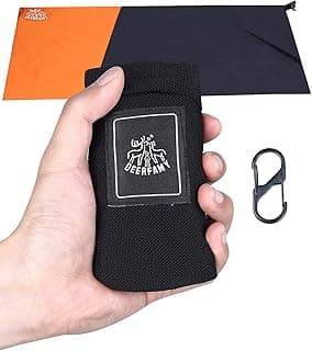 DEERFAMY Outdoor Pocket Blanket(71x43), Waterproof Windproof Picnic Blanket Folding Packable Blanket with Triangular Sand Pocket, Eco-Friendly Blanket for Hiking, Camping, Beach and Concert, Black image