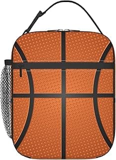 Fun Basketball Texture Ball Lunch Bag Insulated Reusable Lunch Box Lunch Tote Lunchbox Portable Bento Bags For Men Women Office Work Travel Picnic Camping image