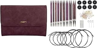 Knit Picks Options Wood Interchangeable Knitting Needle Set with Case and Stitch Markers (Royal Purple) image