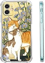 Cat Flower Case for iPhone 11,Aesthetic Cute Animals Pattern Case, Soft TPU Full Cover Case for iPhone 11 image