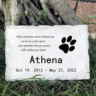 Personalized Pet Dog Memorial Garden Stone, Dog Memorial Stone, Pet Dog Grave Marker Headstone Garden Plaque, Engraved with Pet Name Dates and Quote-11×7"（Dog Paw Print）