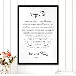 Pretty Perfect Studio Custom Music Lyrics Song Prints Art for First Dance Wedding Gift Personalized Heart Shaped Music Lovers Canvas Prints 16"x20"