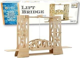 Pathfinders STEM kit Bridge Building kit for Kids Toy Lift Bridge mechancial Engineering for Kids Ages 7-9 Educational Toys for Kids Science kit Wooden Building Toys 3D Wood puzzels image