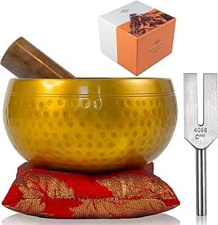 Tibetan Singing Bowl Set and Tuning fork - Meditation Bowl - 4096 Diapason Sound Bowl - Cuenco Tibetanos for Healing and Mindfulness image