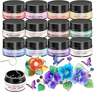 FUNSHOWCASE UV Dip Resin for Wire Flower, Low Odor&Clear Liquid for DIY Wire Art, Jewelry Making Glue 12 Color-40ml/Each