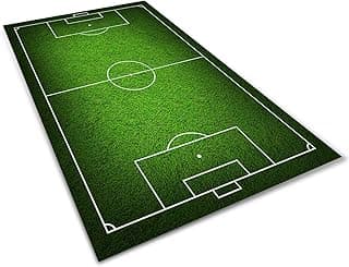 Kids Rug Soccer Field Rug Football Rug Carpet Playmat Fun Sports Area Rugs with Anti Skid Rubber Backing for Boys Children's Bedroom Playroom Living Room Nursery Green 2.6X4ft/80X120CM image