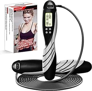 Jump Rope, LCD Digital Counting Skipping Ropes, Adjustable Weight Calories Time Setting with Sound Reminder Jump Ropes for Men, Women and Kids Keeping Fit, Workout and Weight Loss image