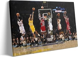 Kobe Bryant Canvas Wall Art Decor - Legendary Basketball Players Tribute Featuring Bryant, Jordan, James and more, Iconic NBA Moments Sports Print for Game Room, Home, Office Wall Decor 8X10 inch image