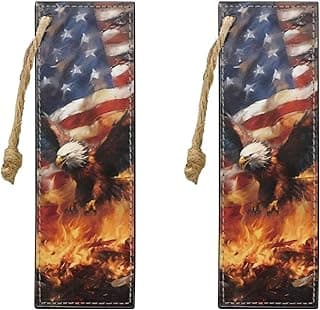 Eagle American Flag Book Mark Portable Bible Verse Bookmark Page Marker for Book Lovers, Page Turners, Travel Readers, Literature Fans Faux Leather Inspirational Gifts 2 Pcs image