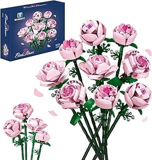 Flowers Building Set Compatible with Lego for Adults,Roses Gift for Her or Him for Christmas,Anniversary,Valentine's Day,Botanical Collection,Artificial Flowers Home Decoration 741 pcs image