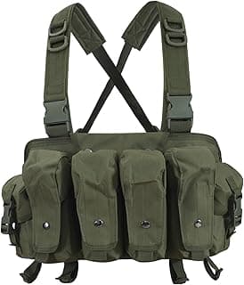 7 Pockets Tactical Chest Rig Vest Adjustable&Detachable Molle Chest Rigs with Mag Pouch X Harness for Men Women image