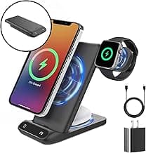 Wireless Charging Station 3 in 1 Wireless Phone and Watch Stand, 20 W Fast Charging, Foldable Travel Charger Stand for iPhone 15 14 13 12, for Apple Watch, airpods 2 3 Pro image