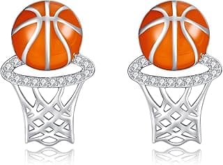 Pickleball/Tennis/Hockey/Basketball/Golf/Microphone Earring Sterling Silver Hypoallergenic Music Sport Earring for Women Sport Jewelry Gifts for Women Mother Sport Lover image