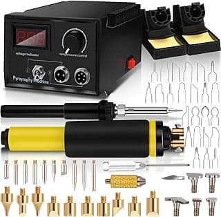 Tujoe 48 Pcs 2 in 1 Dual Pen Wood Burning Kit 0-700°c 60w 110v,2 Wood Burning Pens 25 Wood Burning Tips 21 Wire Nibs Dual Barrel Holder Adjustable Temperature, Pyrography Wood Burning Tool image